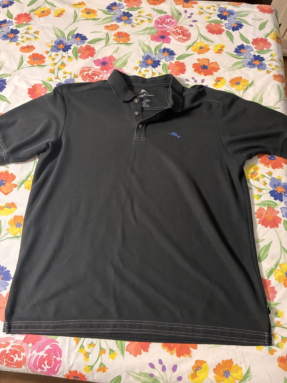 Tommy Bahama Black Polo with Blue Fish Logo